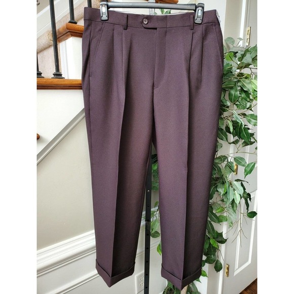 Tony Blake Men's Brown Solid 100% Polyester Straight Leg Dress Pants Size 38R - Picture 1 of 11